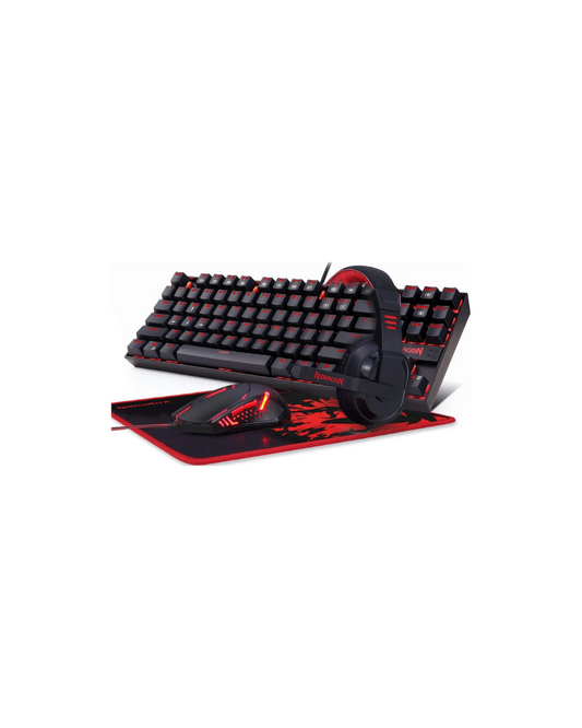 Redragon K552-BB Gaming Keyboard and Mouse, Large Mouse Pad, PC Gaming Headset with Microphone Combo 87 Key Mechanical Keyboard