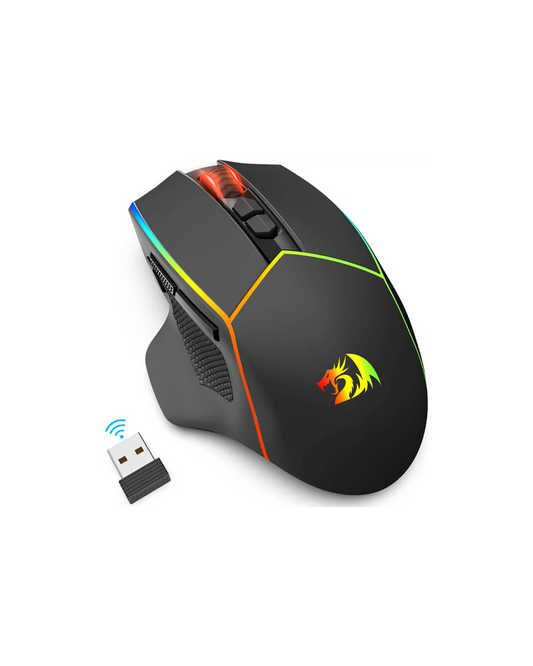 Redragon M814RGB-PRO Wireless Gaming Mouse, Tri-Mode, 8000 DPI, RGB, 8 Programmable Buttons, Cool RGB Illumination, 250Hrs Battery for PC/Mac/Laptop, Black | M814RGB-PRO